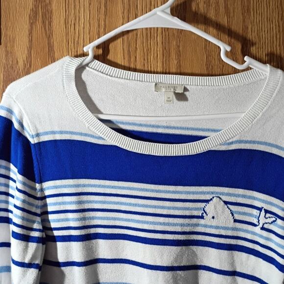 Talbots Cotton Breton Stripe Knit Top Medium Classic Nautical Old Money Prep - Picture 9 of 10